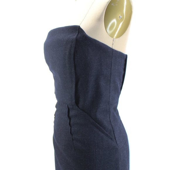 DSquared2 Charcoal Gray Wool Strapless Corset Dress Midi Tailored Fitted  46/M - Picture 6 of 16